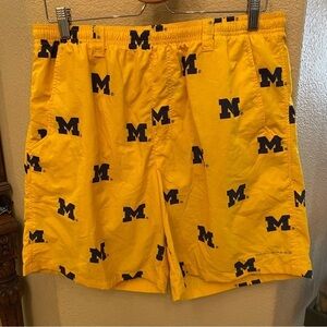 COLUMBIA PFG Men Yellow Michigan Swim Trunk Shorts Size Medium